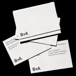 Image of BTA business cards on black ground 